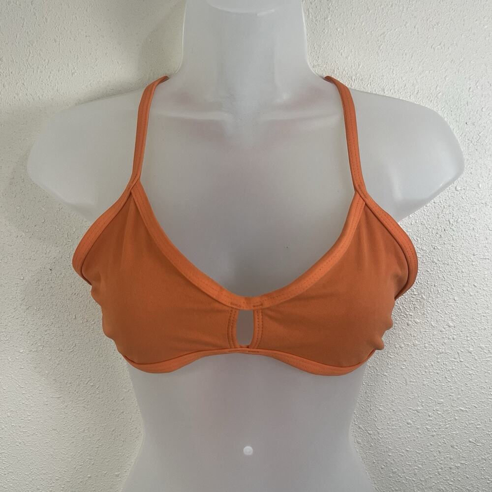 Jolyn Vented Criss Cross Strappy Bikini Top Womens L Large Orange